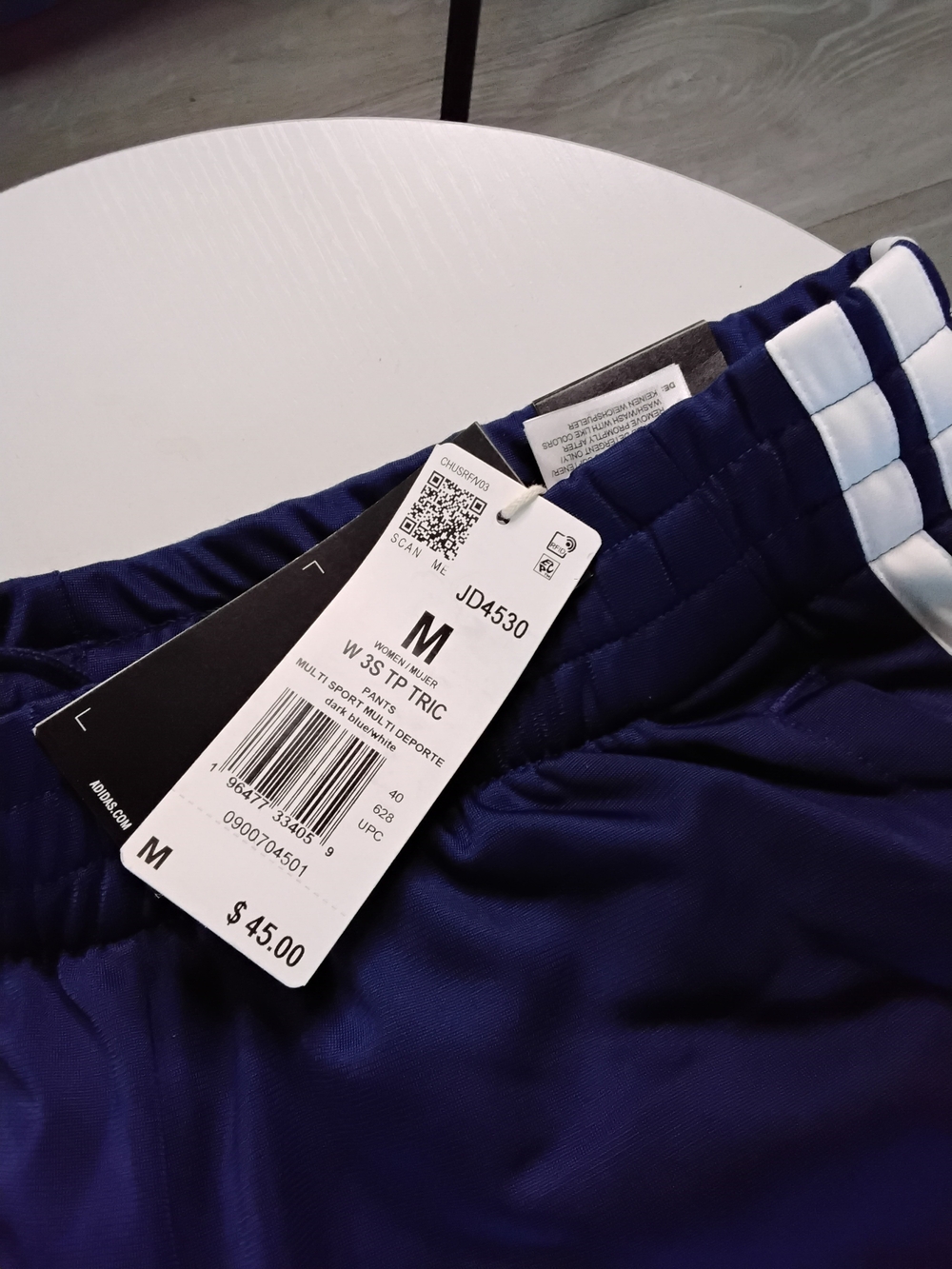 adidas Woman Navy Blue Track Joggers with White Stripes - Picture 2 of 5